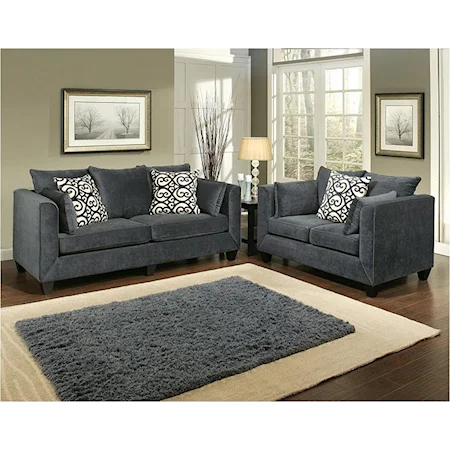 Contemporary 2 Piece Stationary Living Room Group